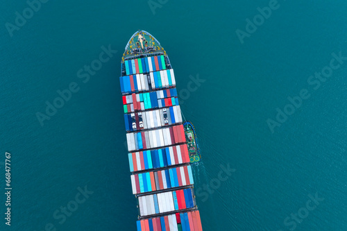 Ship of Business Logistics Cargo concept and the map global partner connection of Container Cargo freight ship for Import Export © SASITHORN