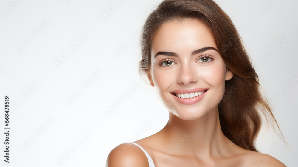 Portrait of young happy woman looks in camera.Skin care.portrait of a woman Portrait of young happy woman looks in camera.Skin care.portrait of a woman