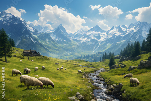 sheep on the mountain