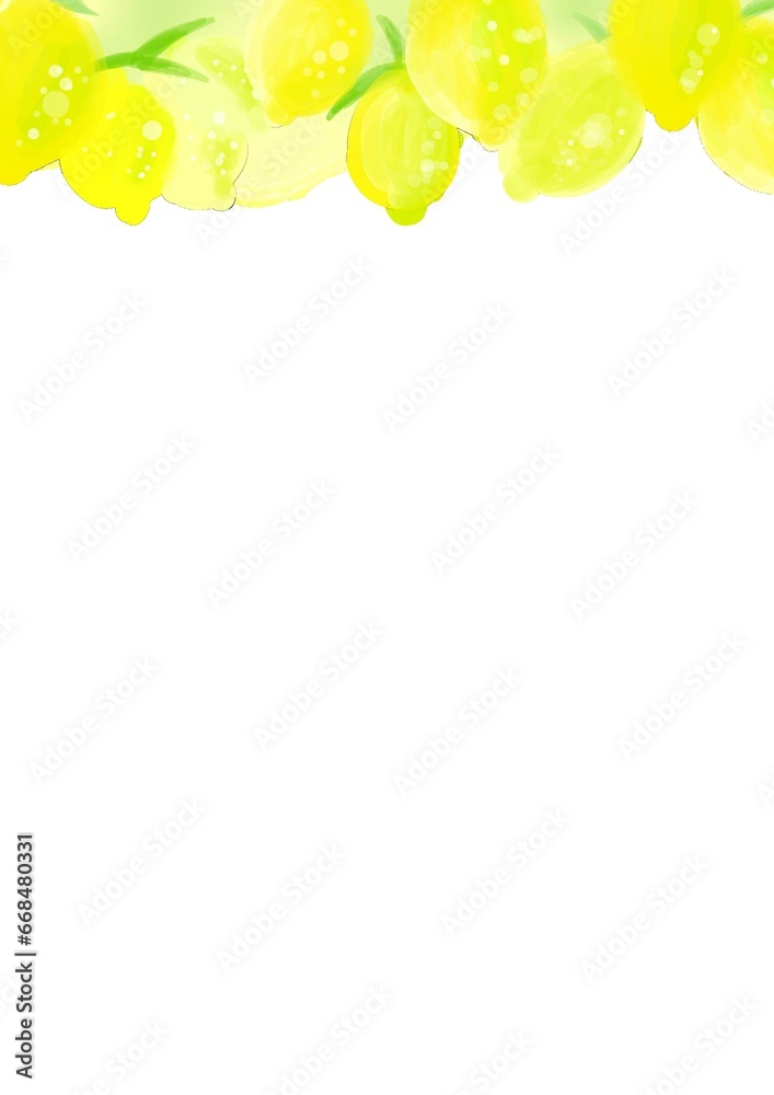 手描きレモンのかわいいイラストフレーム