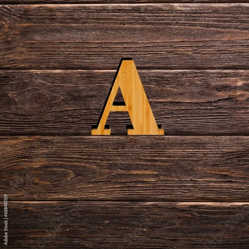 A latter wooden logo