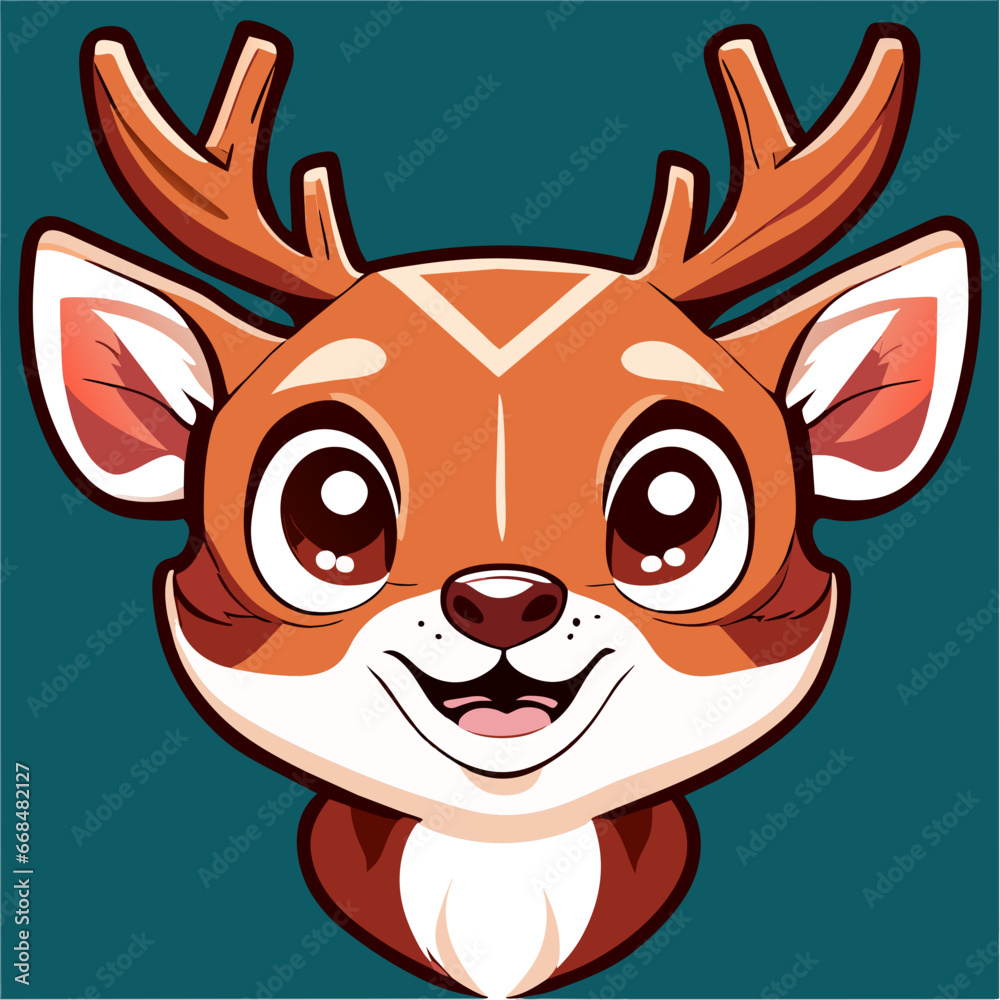 Funny and Cute Cartoon Christmas Deer Wear Christmas Funny and Cute Cartoon Christmas Deer Wear Christmas