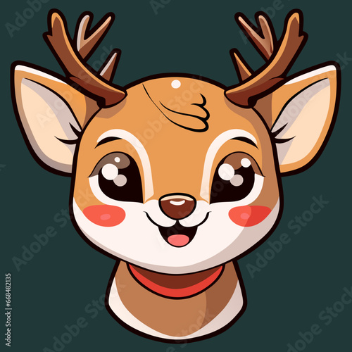Funny and Cute Cartoon Christmas Deer Wear Christmas
