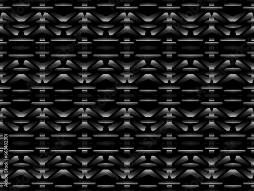 Black steel abstract background empty space for design. Modern technology innovation concept background. Unique ornamental metal sheet for background image.