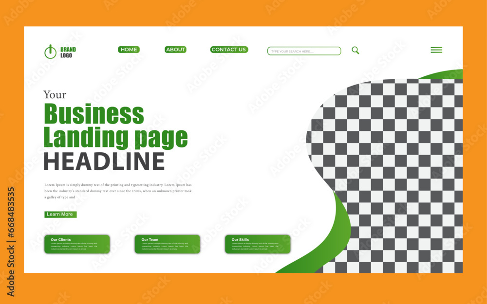 Trendy abstract minimal landing page background