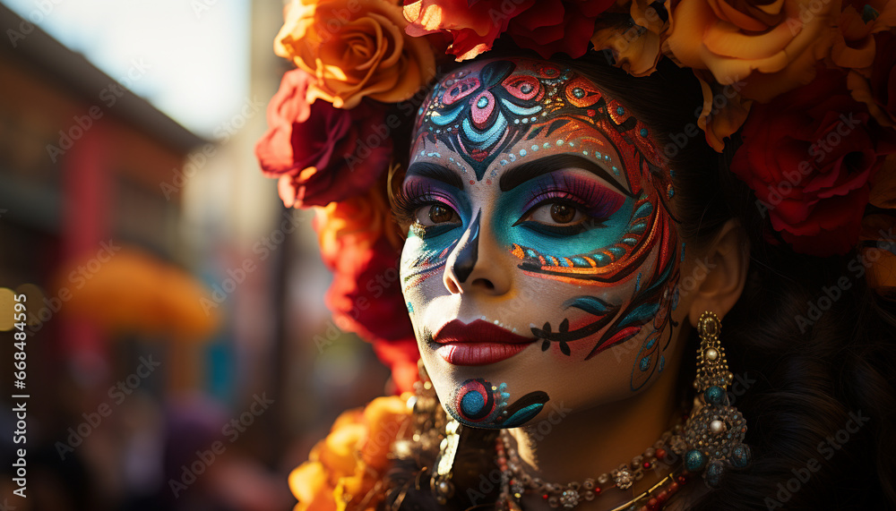 One woman elegance in traditional clothing celebrates indigenous culture generated by AI One woman elegance in traditional clothing celebrates indigenous culture generated by AI