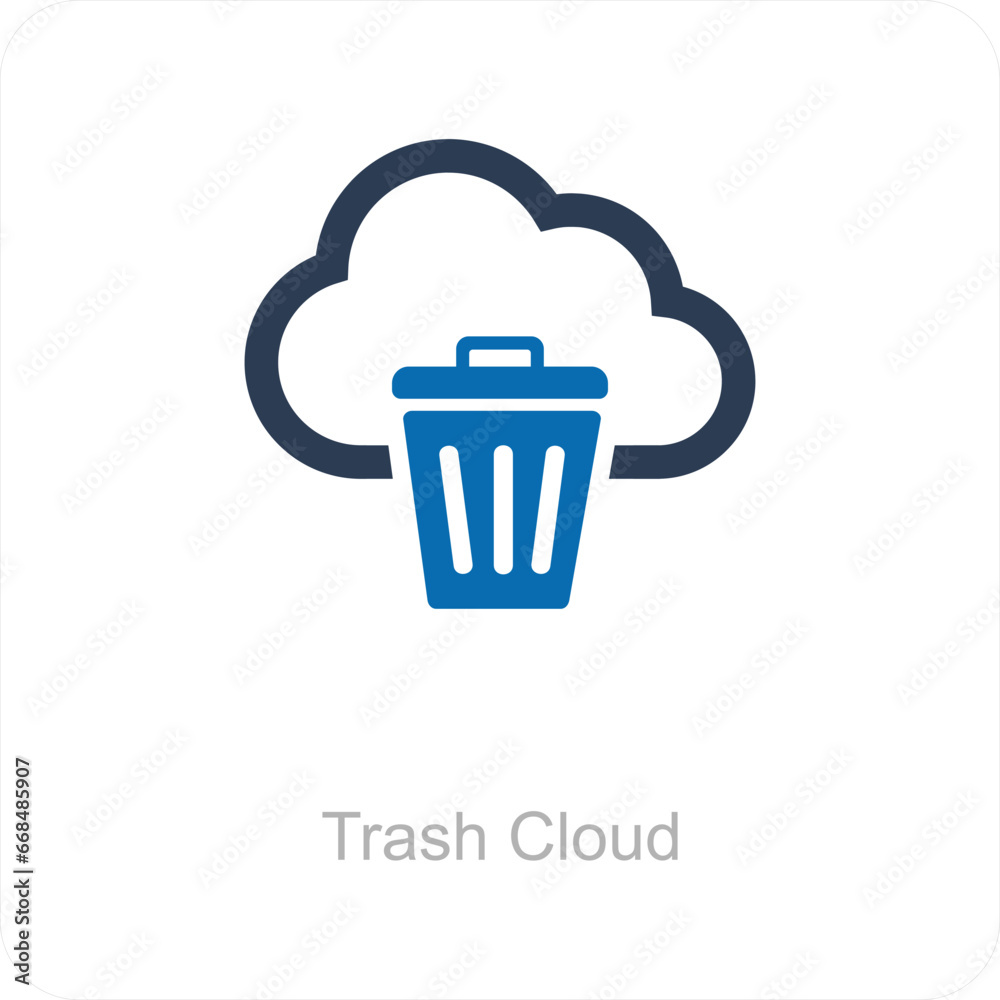 Trash Cloud and cloud icon concept Trash Cloud and cloud icon concept