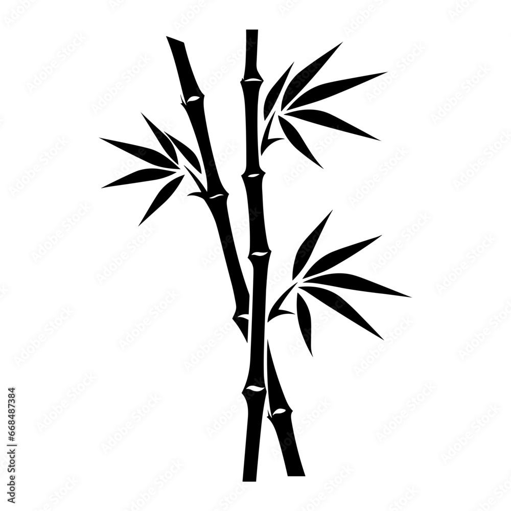 Naklejka premium Bamboo Silhouette Icon Illustration in Trendy Flat Isolated on White Background. Vector SVG