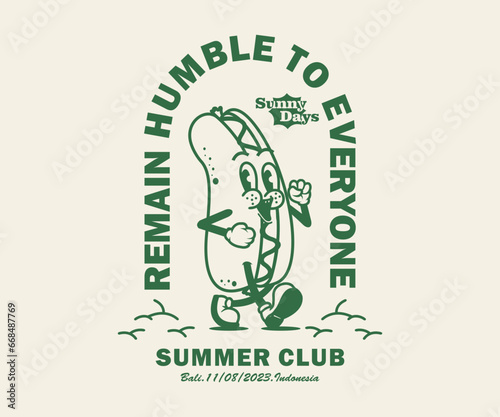 Retro Poster cartoon illustration of hotdog Graphic Design for T shirt streetwear and urban style