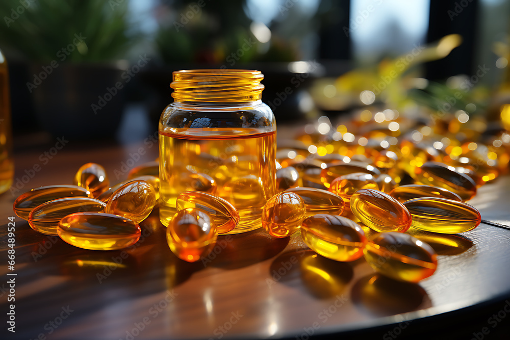 Gelatin capsule of omega 3, 6, 9 fish oil, vitamin Gelatin capsule of omega 3, 6, 9 fish oil, vitamin