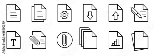 Document line icon set. Simple documents symbol collection isolated elements.