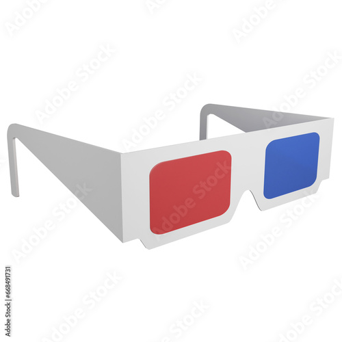 3D glasses clipart flat design icon isolated on transparent background, 3D render entertainment and movie concept