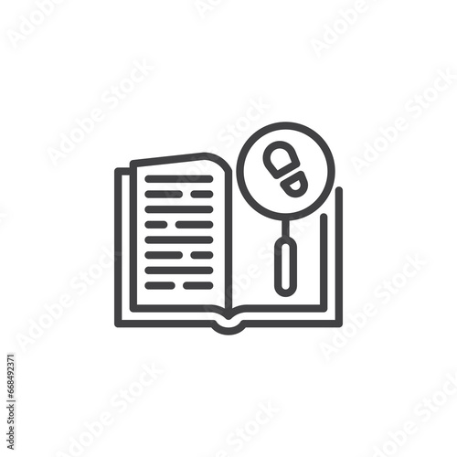 Detective story book line icon