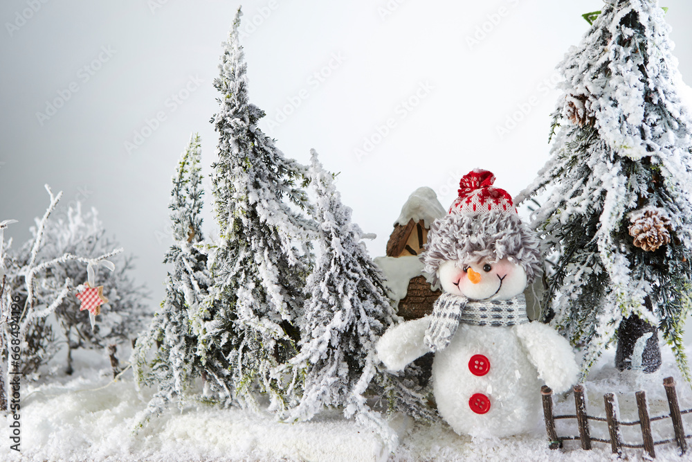 snowman on the snow, christmas decoration