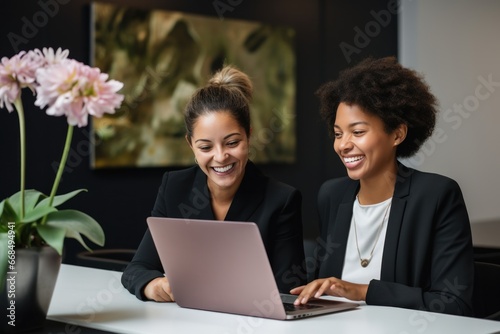 Diversity and business people reading online report, website design feedback or research project. Collaboration, staff mentor and team designer working on company homepage development. © radekcho