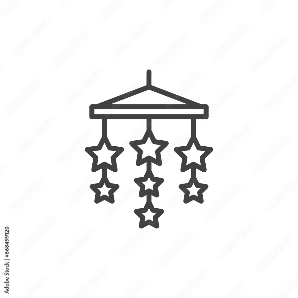 Hanging star decor line icon Hanging star decor line icon