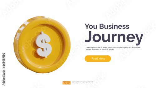Dollar coin money 3d illustration vector icon. Money penny symbol. Income and earning in coins. investment concept Isolate on white background