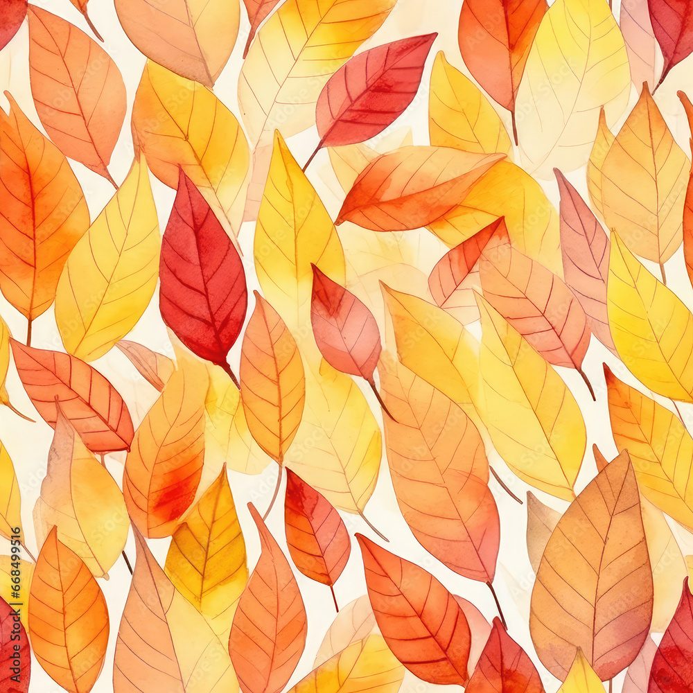 Seamless autumn leaves background, ai design pattern