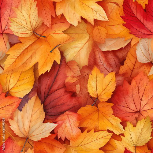 Seamless autumn leaves background  ai design pattern