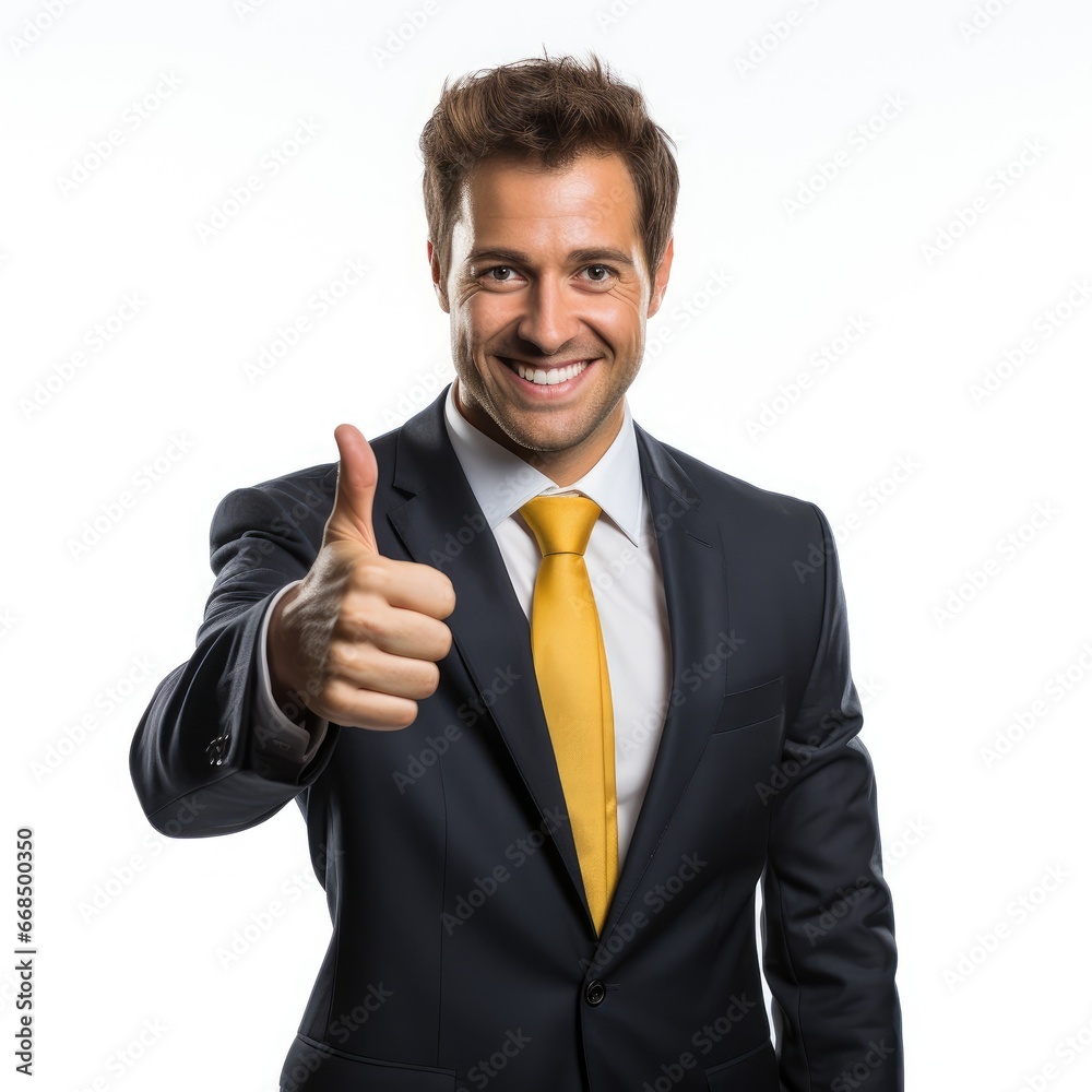 Businessman showing thumb up Isolated on white background Businessman showing thumb up Isolated on white background