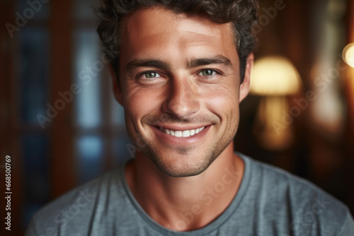 Close up shot of man with smile on his face. This picture can be used to convey happiness and positivity.