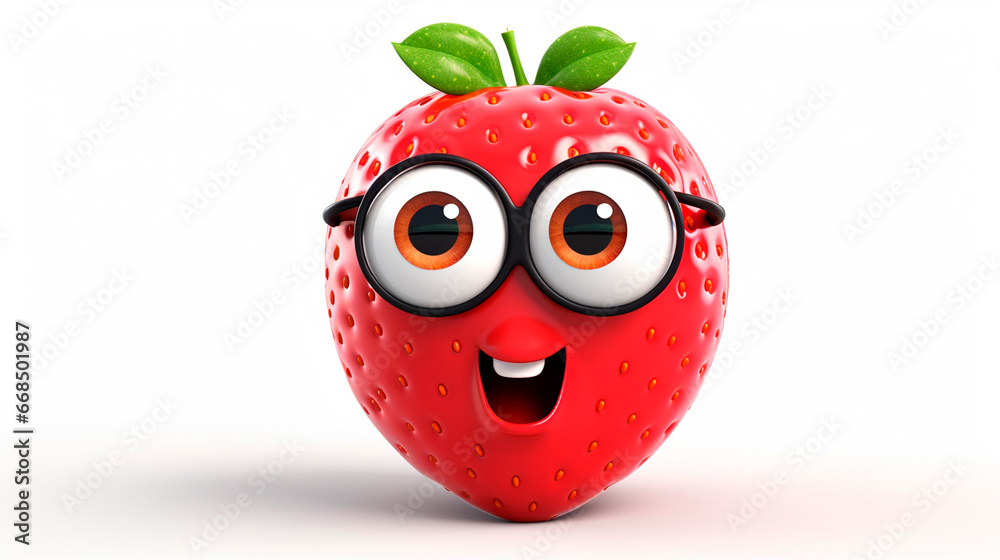 Obraz premium 3D isolate on a white background strawberry. Generative AI,