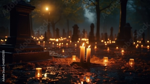 Candlelight and spooky tombstone