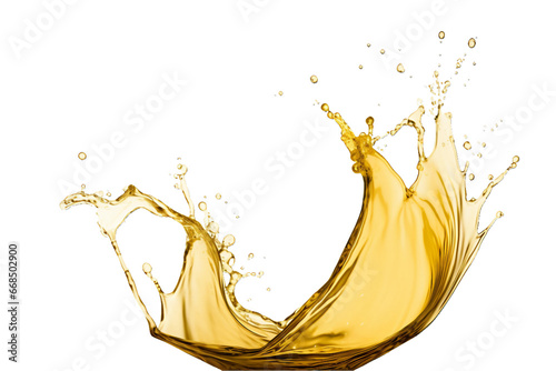 Falling oil splash isolated on a transparent background, Olive or engine oil splash, Cosmetic serum liquid. Generative AI