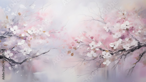 Using delicate watercolor strokes  evoke the freshness of spring by painting a serene scene of cherry blossoms in full bloom.