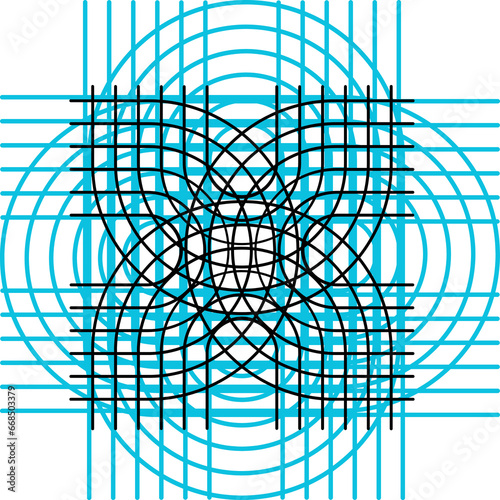 line graphic with curve and circle black and blue color