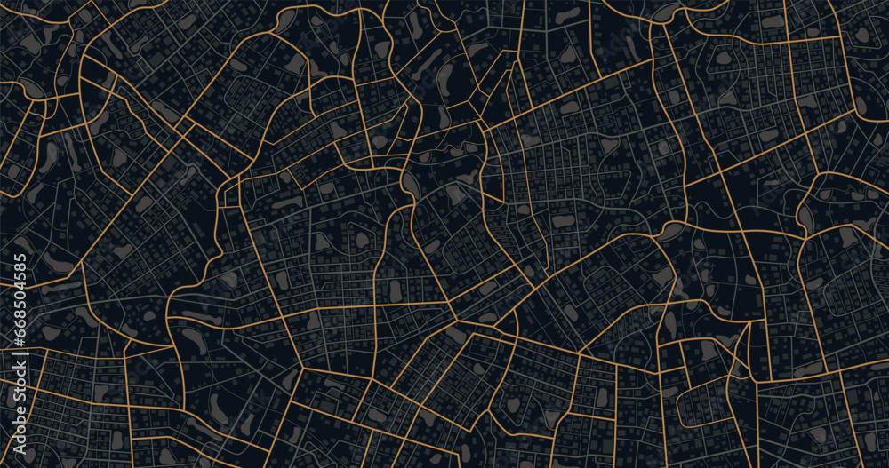 City top view. View from above the map buildings. View from above the map buildings. Detailed view of city. Decorative graphic tourist map. Abstract transportation background. Vector, illustration.