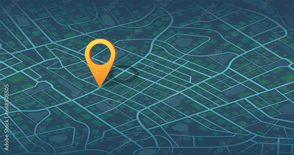 Destinations. Gps tracking map. Track navigation pins on street maps