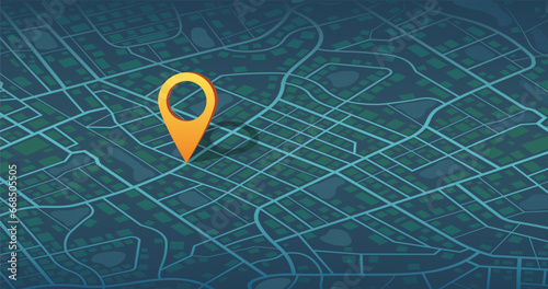 Destinations. Gps tracking map. Track navigation pins on street maps, navigate mapping technology and locate position pin. Futuristic travel gps map or location navigator vector illustration