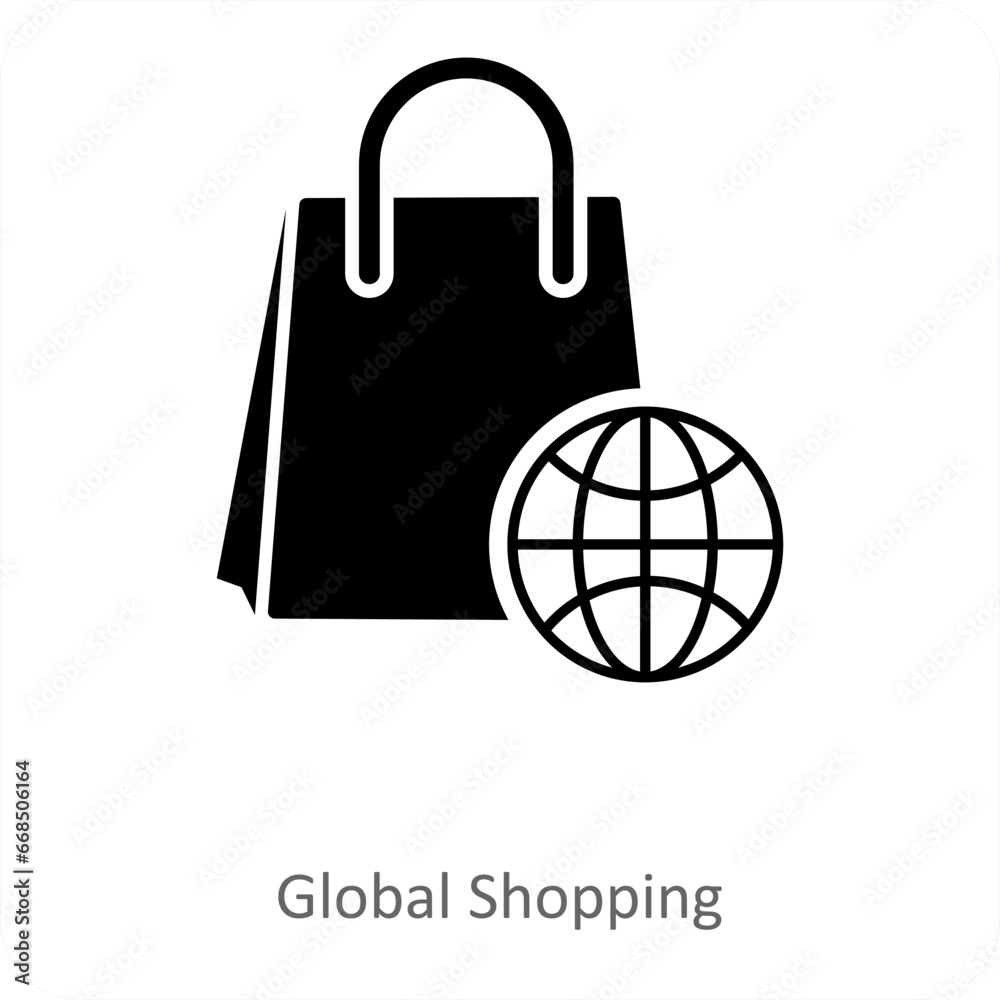 Global Shopping and shopping icon concept Global Shopping and shopping icon concept