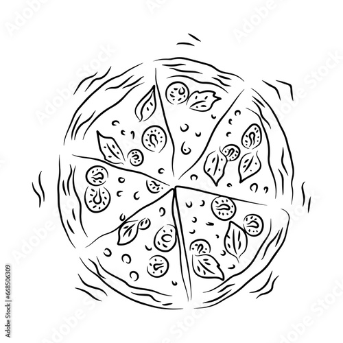 delicious pizza line art illustration photo