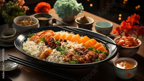 New Year Chinese 2024 Plates With Food  Happy New Year Background  Hd Background