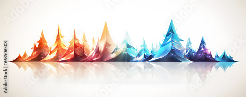 Colorful panoramic trees, geometric and glassy, abstract and 3d digital art, generated ai