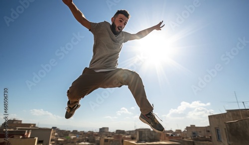 Arabic Male Extreme Sports Setting Generative AI photo