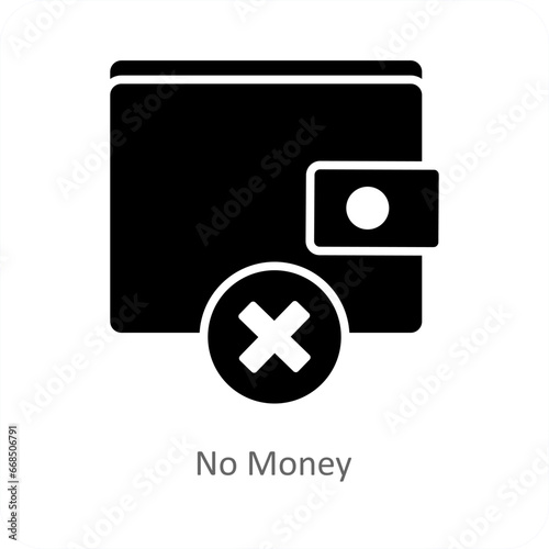 No Money and money icon concept