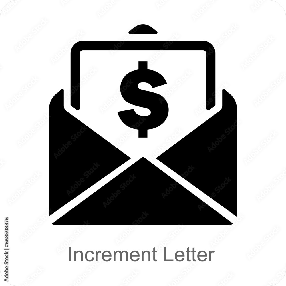 Increment Letter and envelope icon concept Increment Letter and envelope icon concept