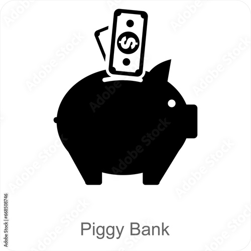 Piggy Bank and savings icon concept