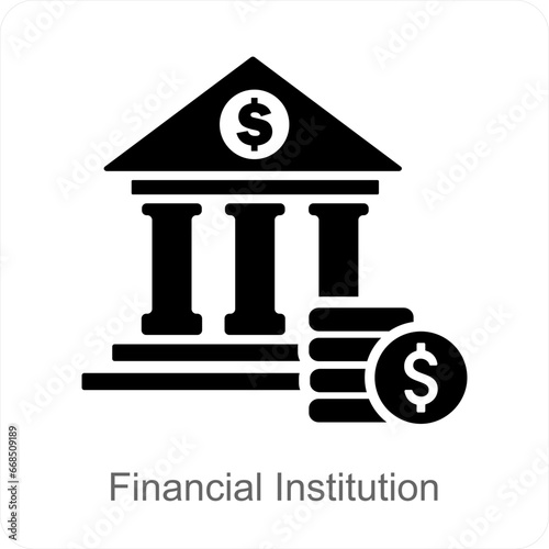 Financial Institution and bank icon concept