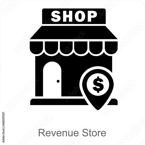 Revenue Store and shop icon concept