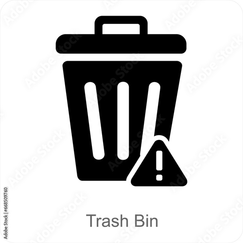 Trash Bin and trash icon concept