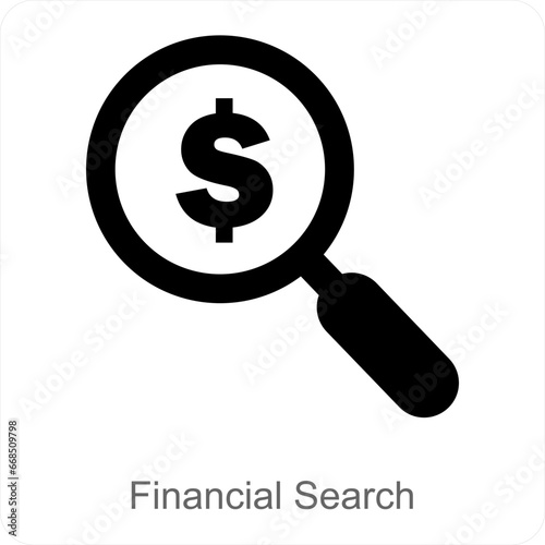 Financial Search and search icon concept
