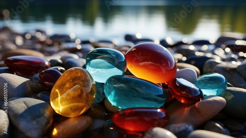 Colorful stones on the river