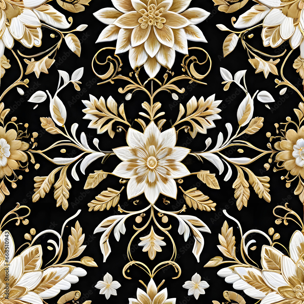 Gold Christmas Flower seamless Pattern, watertcolor, illustration Gold Christmas Flower seamless Pattern, watertcolor, illustration