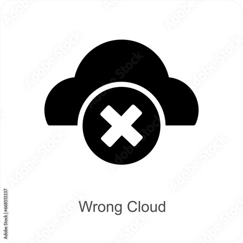 Wrong Cloud and error icon concept