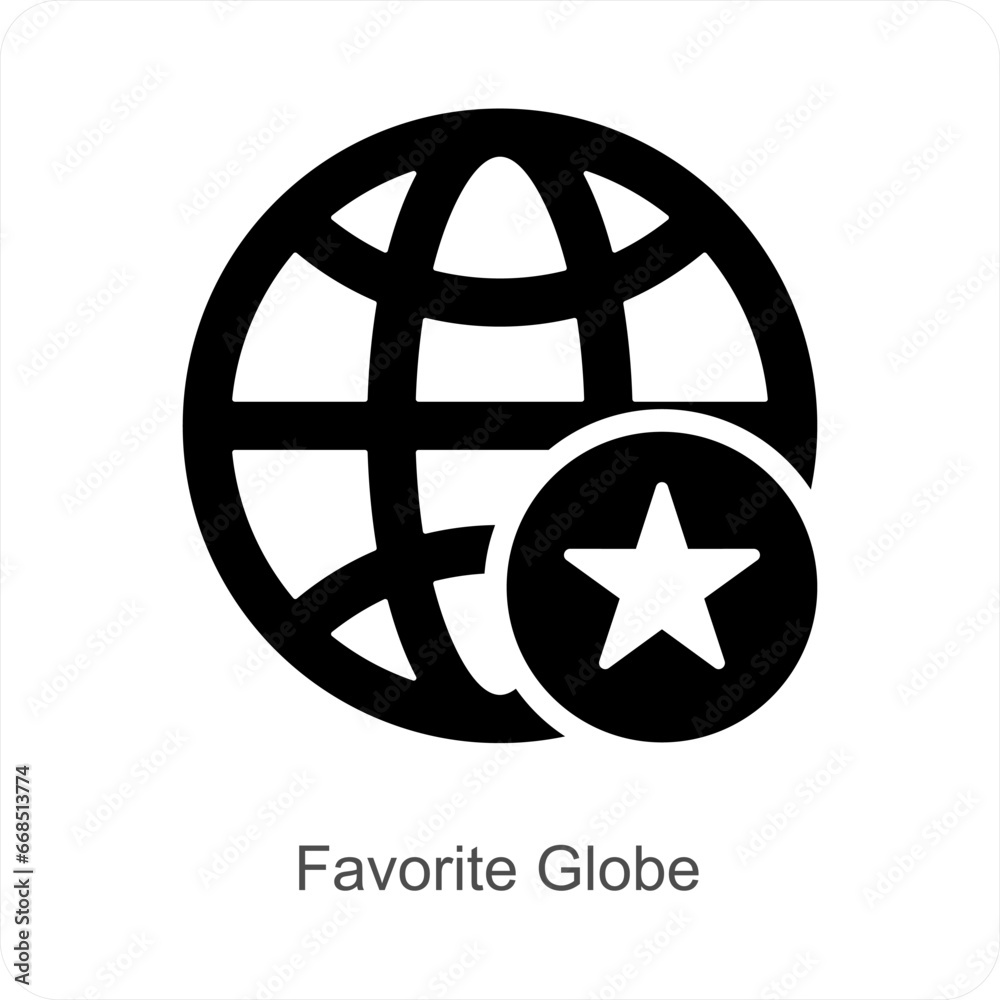 Favorite Globe and Best icon concept