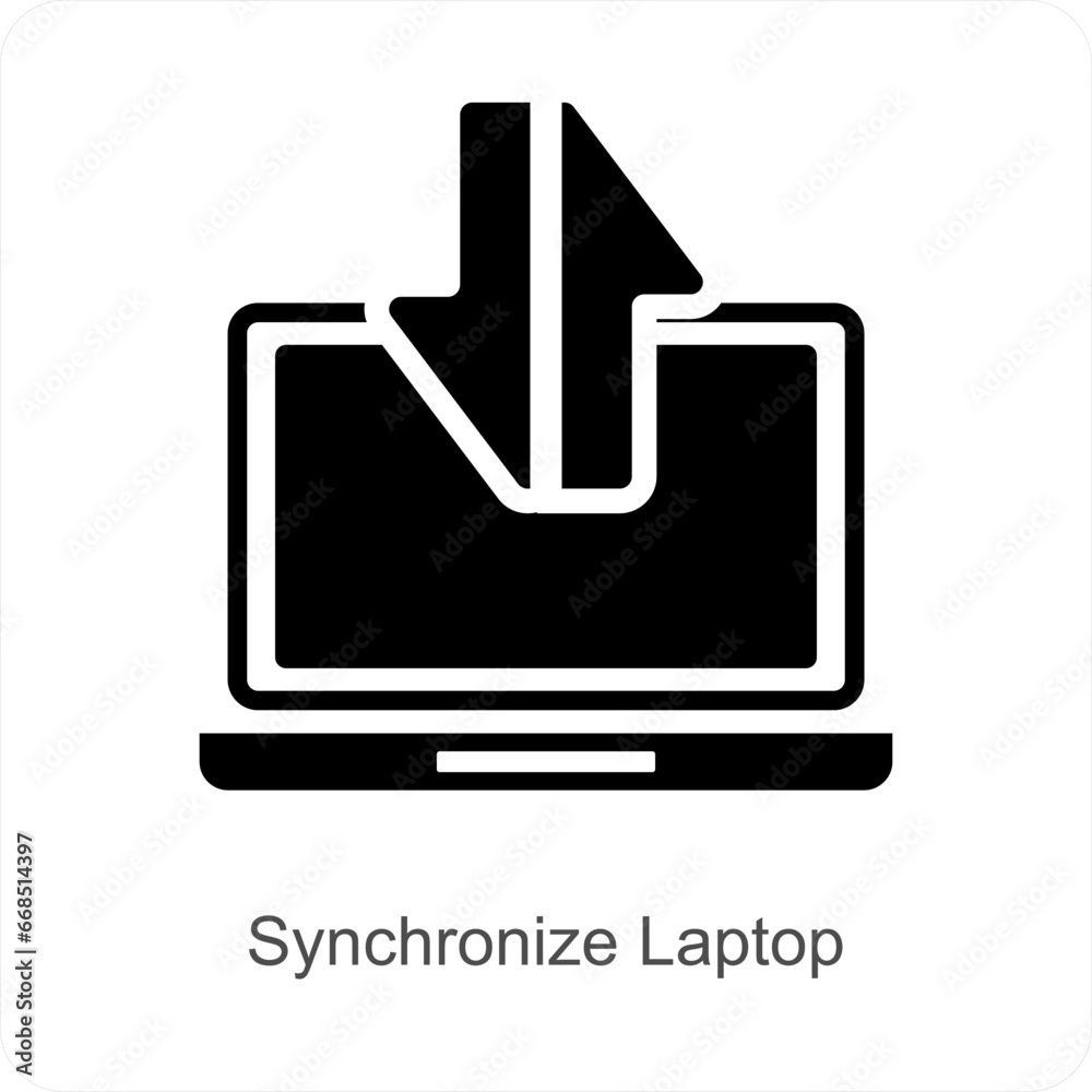 Synchronize Laptop and exchange icon concept Synchronize Laptop and exchange icon concept